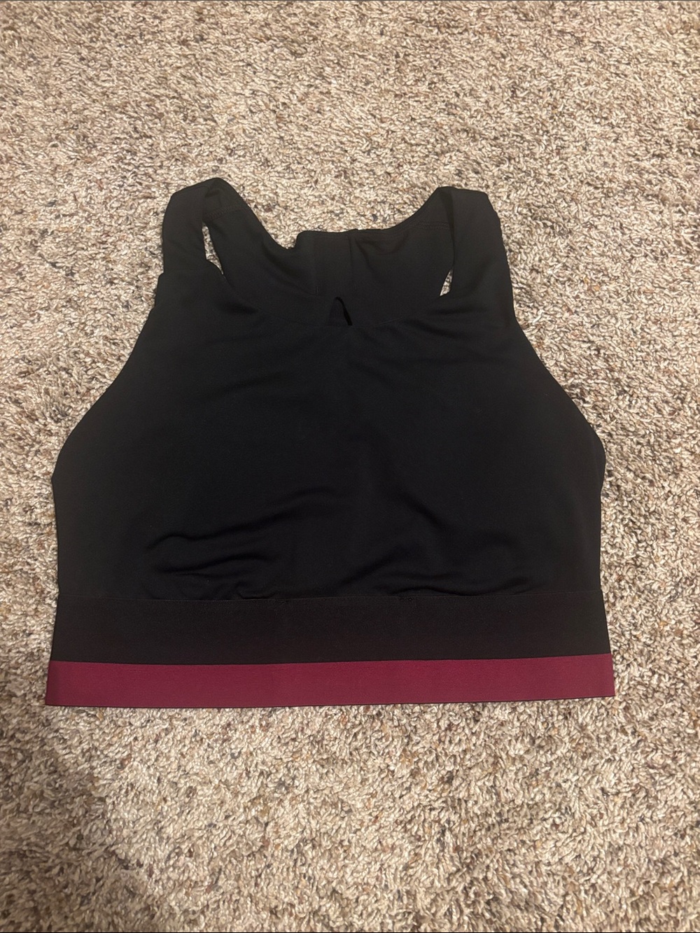Fabletics Black Racerback Sports Bralette with Burgundy Band